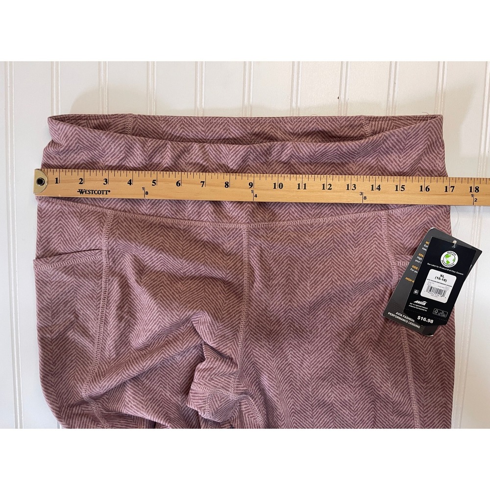 NWT Avia Womens Performance Leggings XL 16-18 Pink Herringbone High Waist - Picture 5 of 7